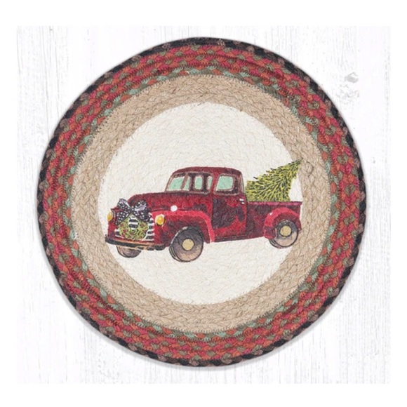 CHRISTMAS RED TRUCK ROUND
BRAIDED PLACEMATS - Picture 1 of 3